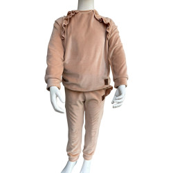 Velor tracksuit with ruffles