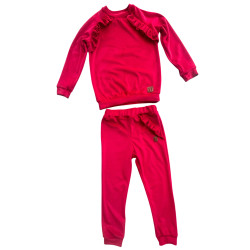 Velor tracksuit with ruffles