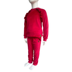 Velor tracksuit with ruffles