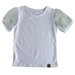 Blouse with tulle sleeves