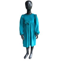 Velour dress with a bow