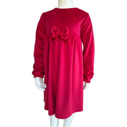 Velour dress with a bow