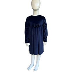 Velour dress with a bow