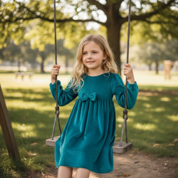 Velour dress with a bow