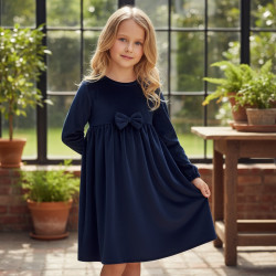 Velour dress with a bow