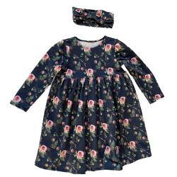 Floral dress on navy blue